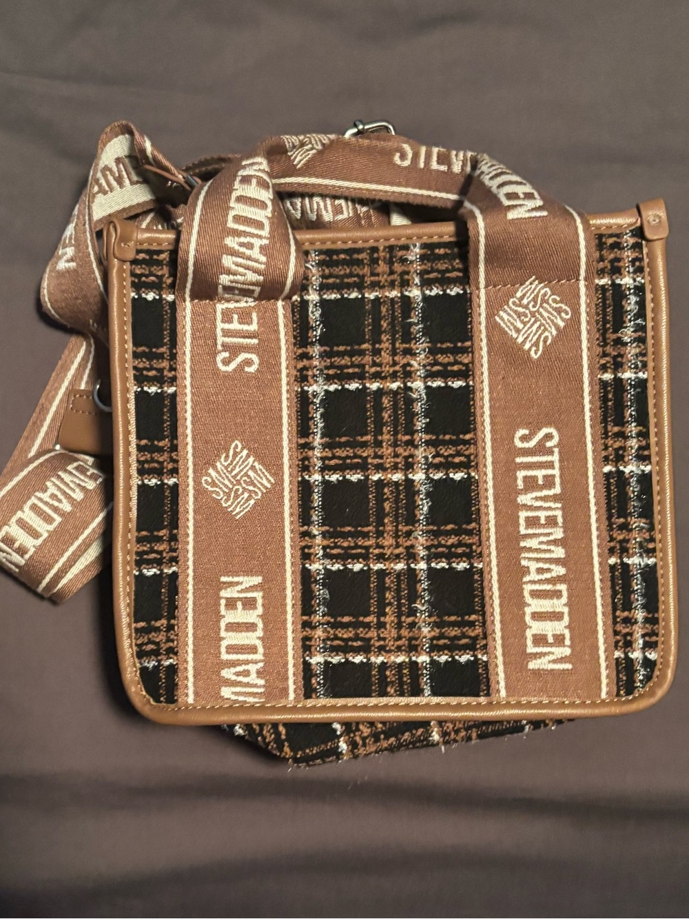 Rust-orange Quilted purse - Brown Plaid purse Included - Picture 3 of 9